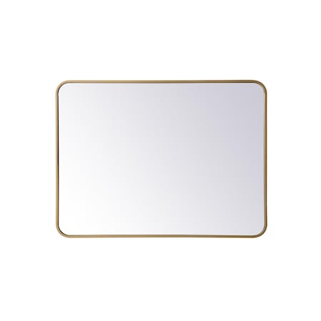 Living District 27 x 36 in. Soft Corner Metal Rectangular Mirror, Brass MR802736BR